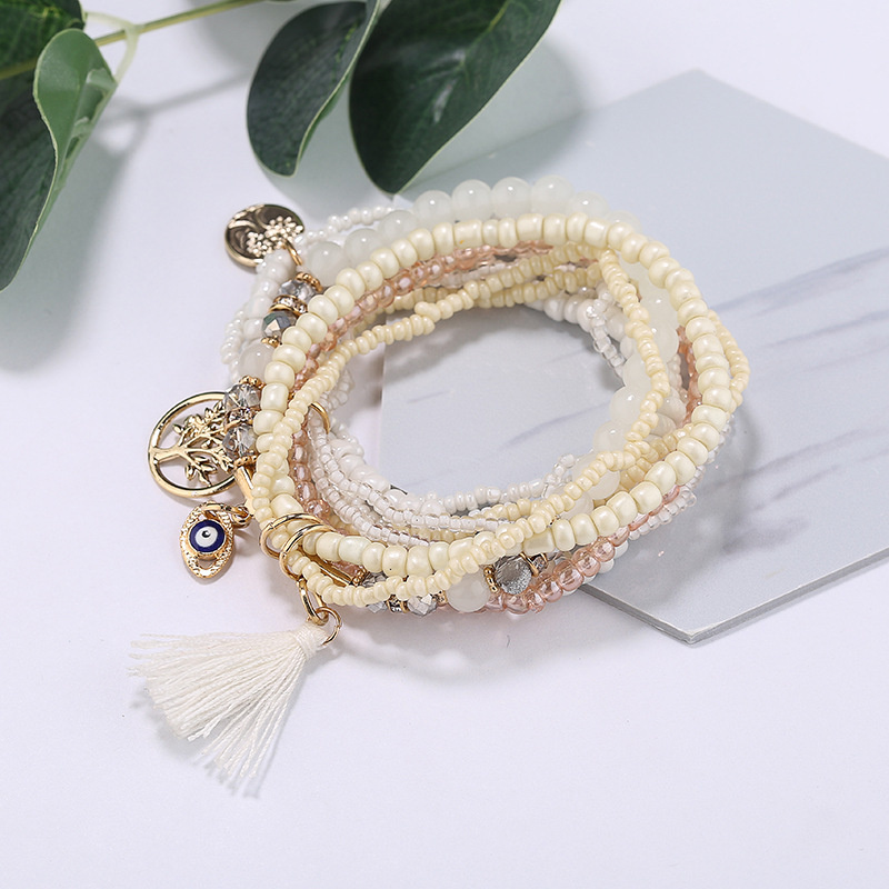 Tree Of Life Pendant Beaded Bracelet Boho Style Multilayer Stackable Beaded Bracelet Set Multicolor Hand Jewelry - Image 6