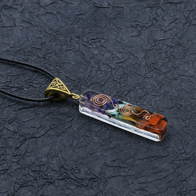 1pc 7 Chakra Crystalized Pendant; Colored Pendant Jewelry Necklace With Leather Lanyard For Men - Image 10
