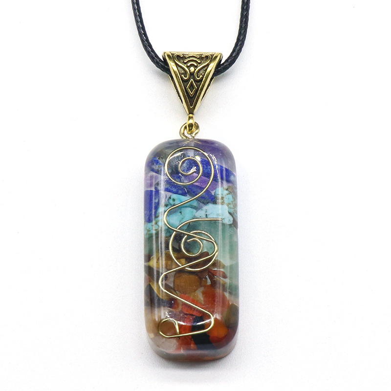 1pc 7 Chakra Crystalized Pendant; Colored Pendant Jewelry Necklace With Leather Lanyard For Men - Image 12