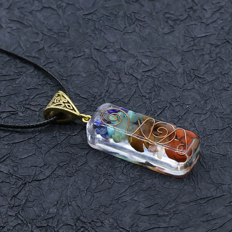 1pc 7 Chakra Crystalized Pendant; Colored Pendant Jewelry Necklace With Leather Lanyard For Men - Image 7