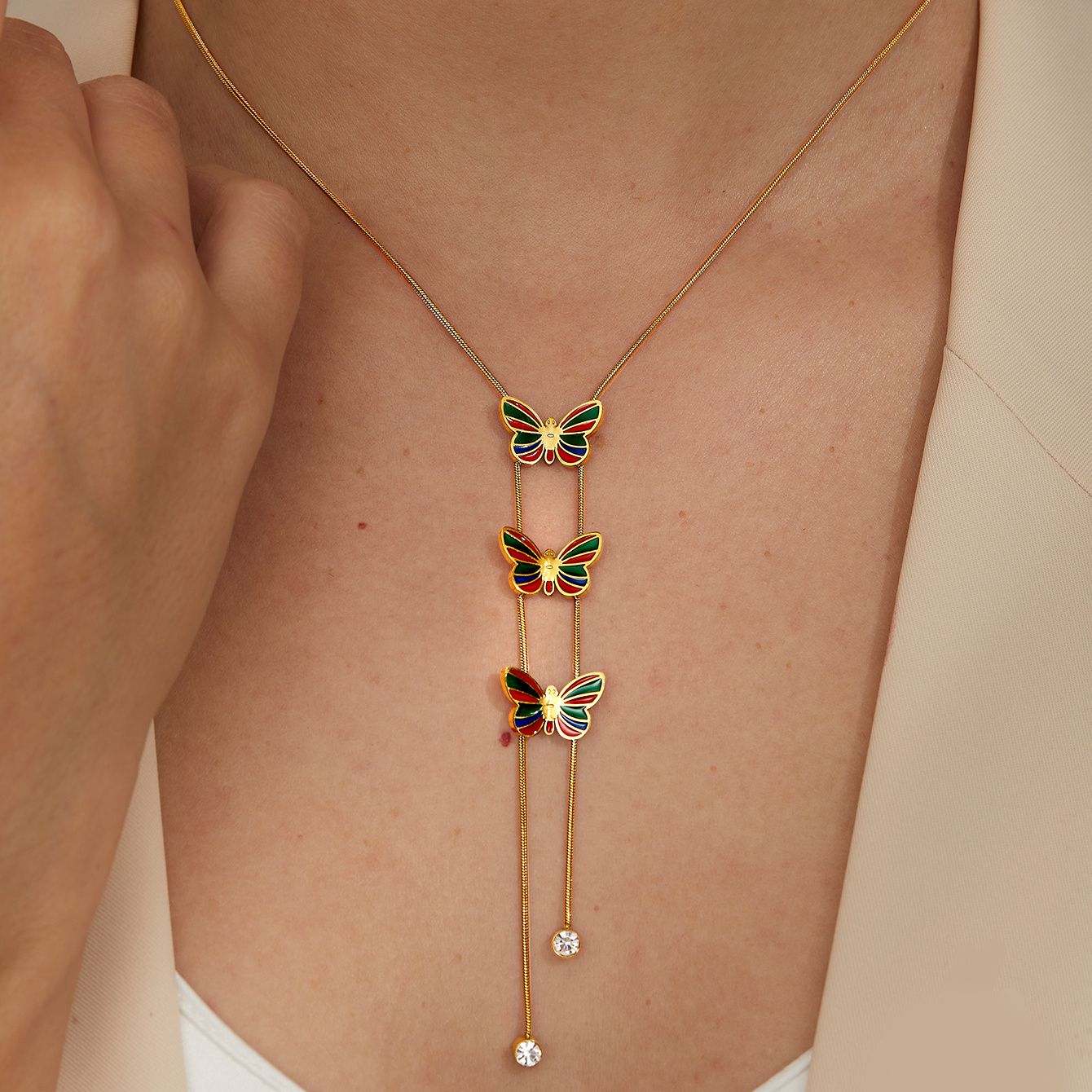 Fashion Colorful Enamel Butterfly Necklace Jewelry Women Fine Jewelry Exquisite Women's Accessories - Image 2