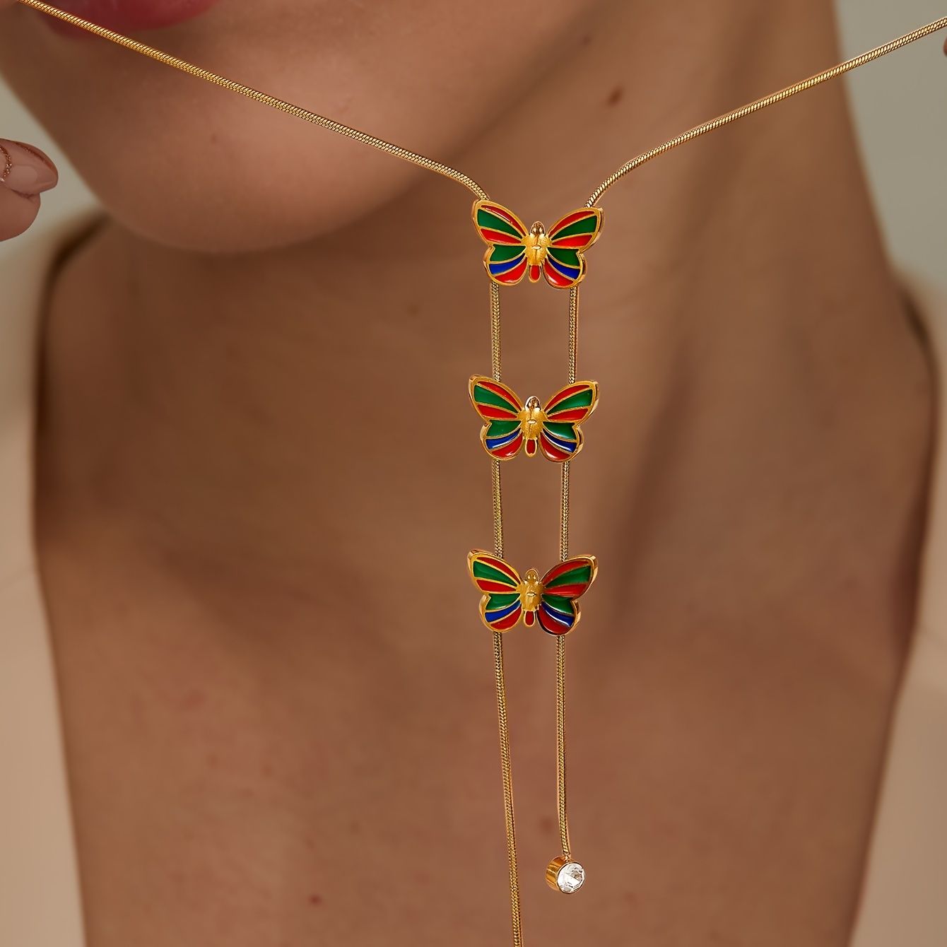 Fashion Colorful Enamel Butterfly Necklace Jewelry Women Fine Jewelry Exquisite Women's Accessories - Image 3