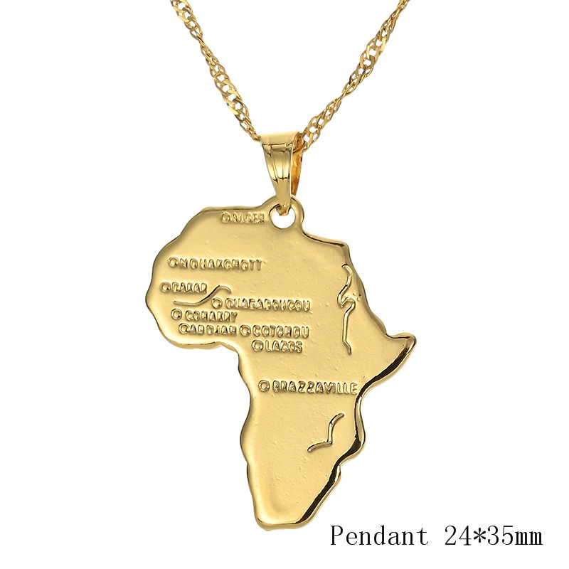 Africa Congo Algeria Map Pendant Necklace For Women Men Gold Color Copper Chain Necklaces Hiphop Style - Image 31