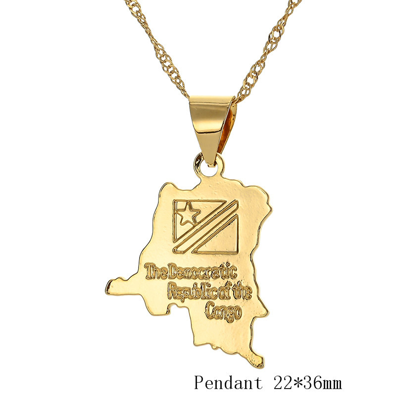 Africa Congo Algeria Map Pendant Necklace For Women Men Gold Color Copper Chain Necklaces Hiphop Style - Image 19