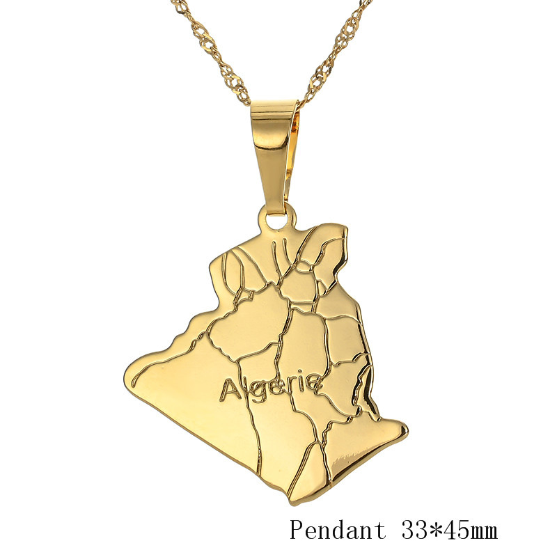 Africa Congo Algeria Map Pendant Necklace For Women Men Gold Color Copper Chain Necklaces Hiphop Style - Image 28