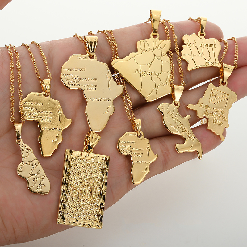 Africa Congo Algeria Map Pendant Necklace For Women Men Gold Color Copper Chain Necklaces Hiphop Style - Image 5