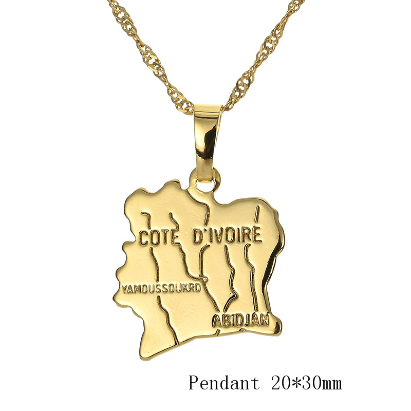 Africa Congo Algeria Map Pendant Necklace For Women Men Gold Color Copper Chain Necklaces Hiphop Style - Image 4