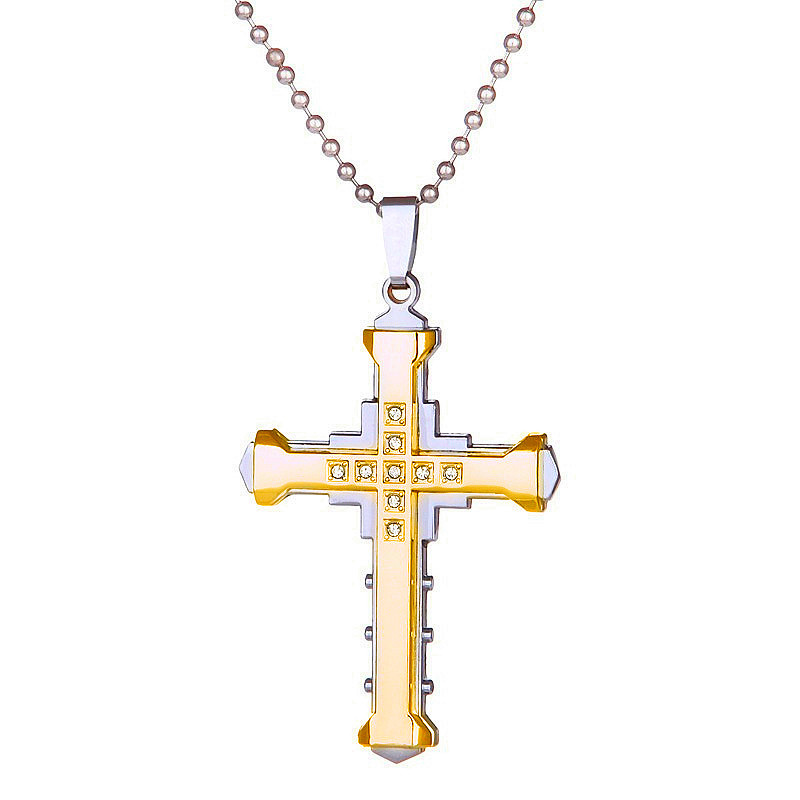 Fashionable Men Jesus Cross Zircon Necklace Gold Plated Cross Pendant Hip Hop Necklaces for Men Jewelry Party Anniversary Gift - Image 4
