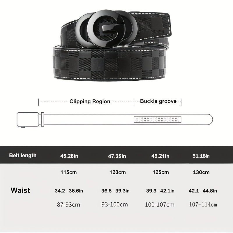 New Leather Belt Automatic Buckle First Layer Cowhide Checkerboard Genuine Leather Men's Belt Business Casual Leather Belt - Image 31