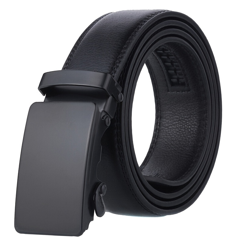 Men's Black Automatic Slider Business Casual Leather Belt - Image 2