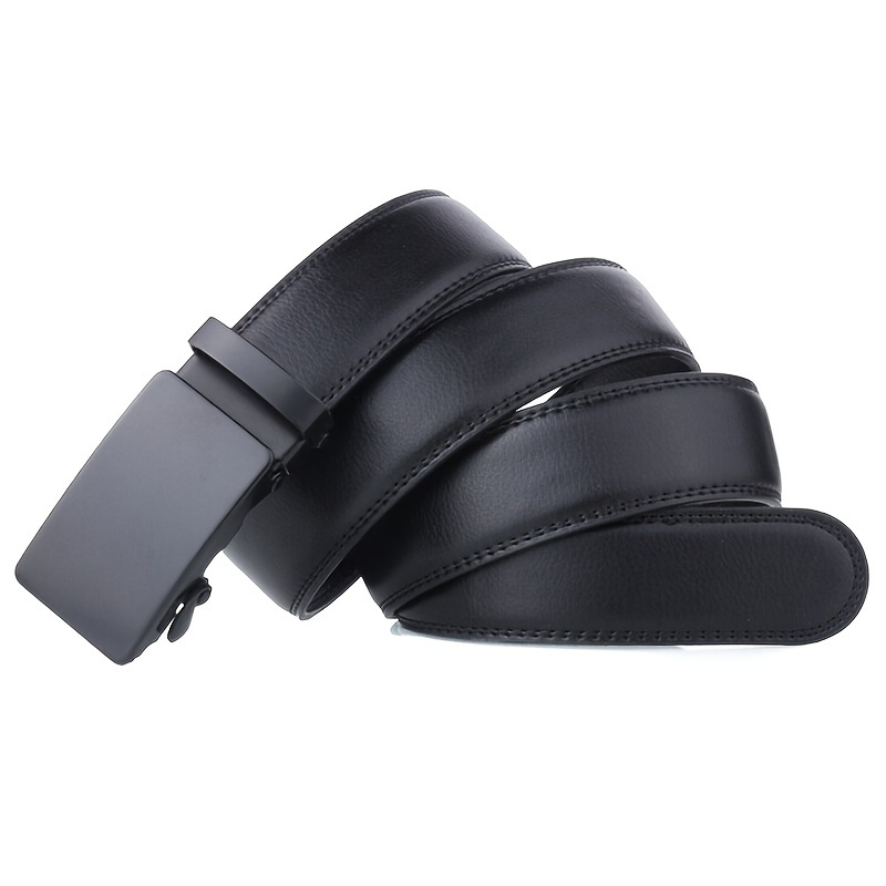 Men's Black Automatic Slider Business Casual Leather Belt - Image 3