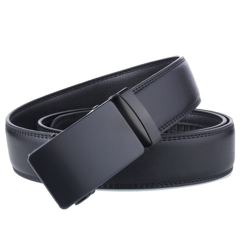 Men's Black Automatic Slider Business Casual Leather Belt - Image 4