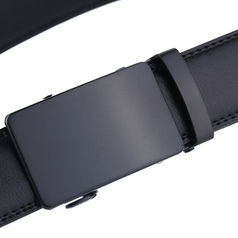 Men's Black Automatic Slider Business Casual Leather Belt - Image 5