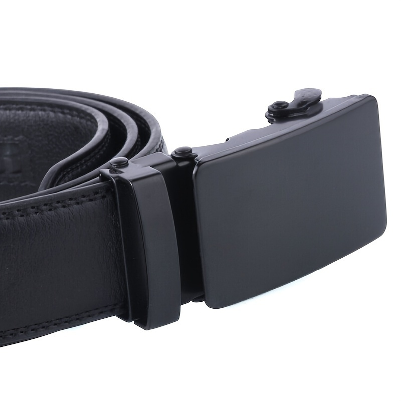 Men's Black Automatic Slider Business Casual Leather Belt - Image 6
