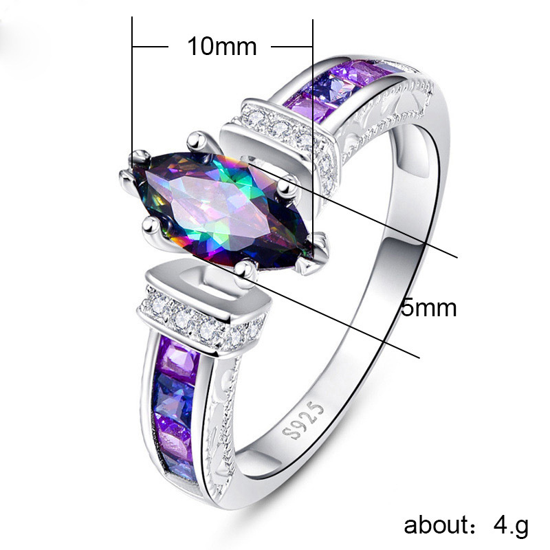 Fashion Trend Exquisite Colorful Oval Zircon Ring For Women - Image 28