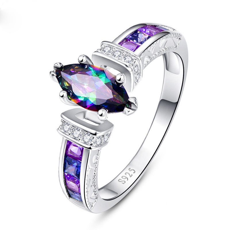 Fashion Trend Exquisite Colorful Oval Zircon Ring For Women - Image 30