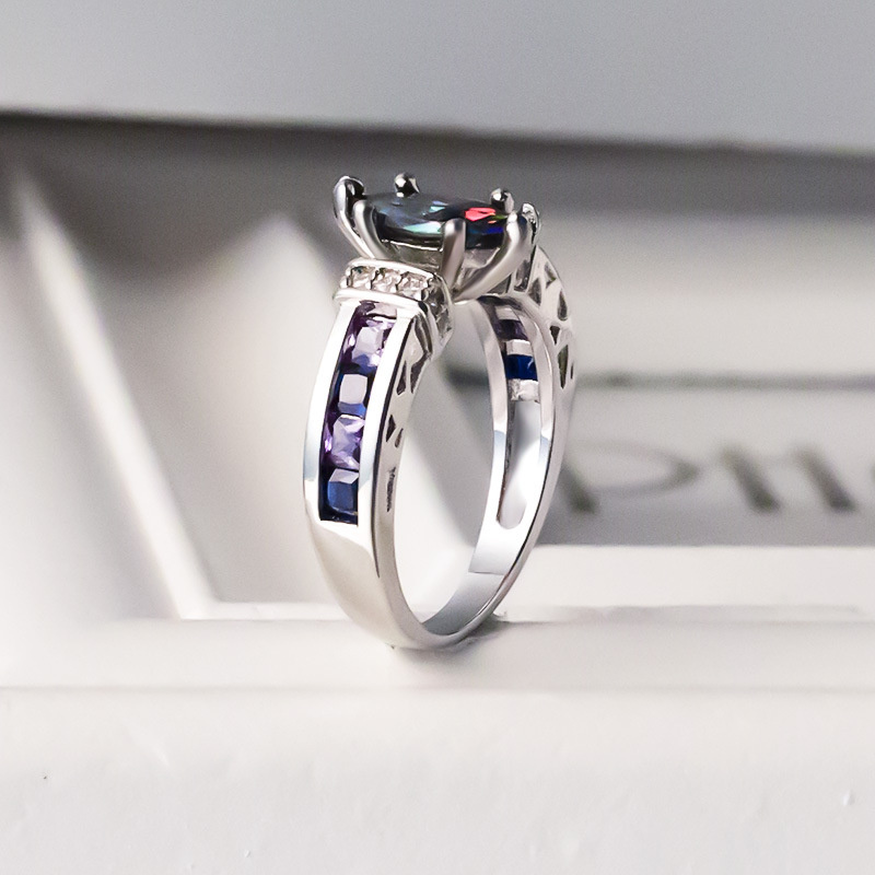 Fashion Trend Exquisite Colorful Oval Zircon Ring For Women - Image 13
