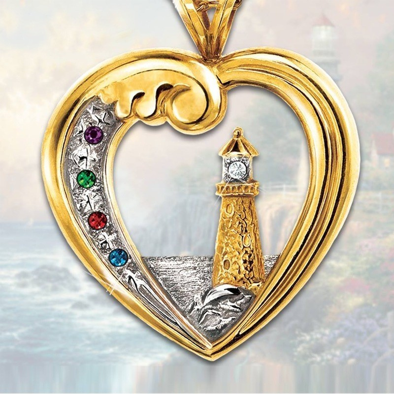 1pc Best-selling New Two-color Artificial Diamond Necklace European And American Fashion Personality Sea Tower Peach Heart Necklace - Image 2