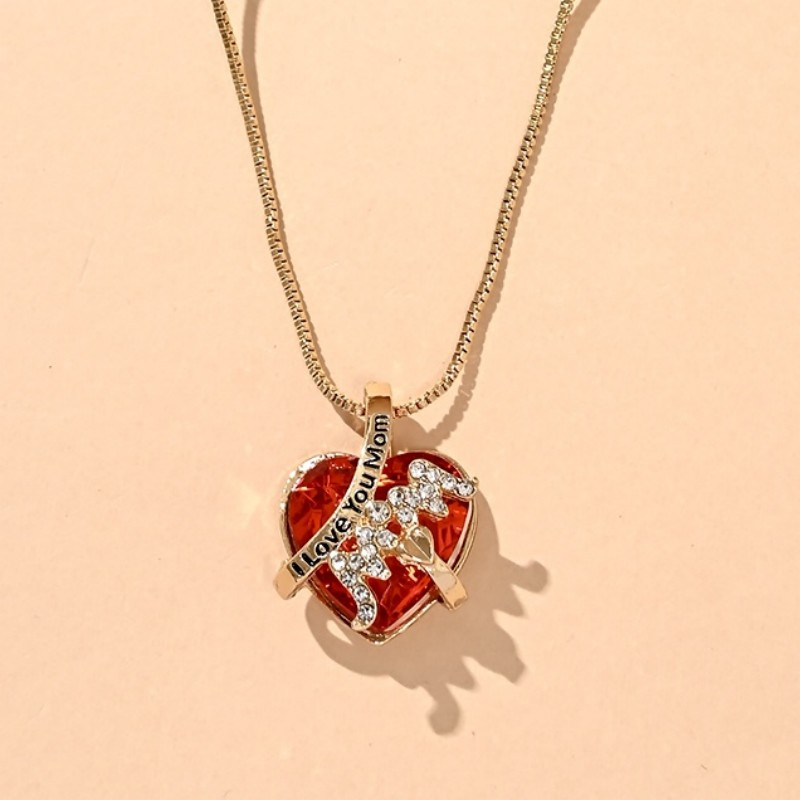 Fashion Luxury Heart Shaped Crystal Necklace Ruby Pendant Necklace Female Banquet Party Wild Jewelry Christmas Gift - Image 4
