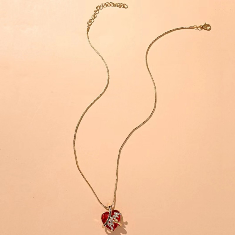 Fashion Luxury Heart Shaped Crystal Necklace Ruby Pendant Necklace Female Banquet Party Wild Jewelry Christmas Gift - Image 5