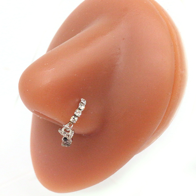 Nose Piercing Hoop Ring Hinged Butterfly Zircon Septum Pierc - Image 9