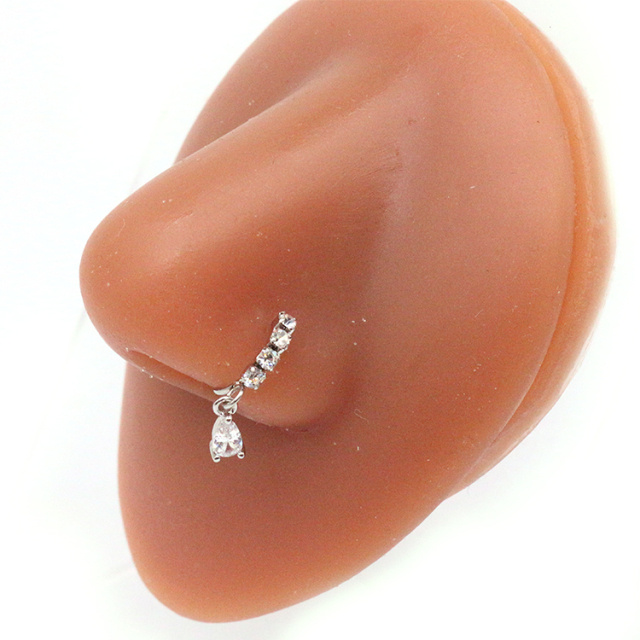 Nose Piercing Hoop Ring Hinged Butterfly Zircon Septum Pierc - Image 8