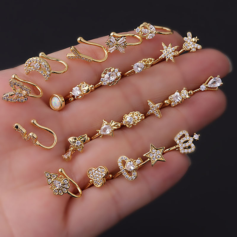New Micro Inlaid Zircon Nose Ring Puncture Jewelry Without Holes - Image 7