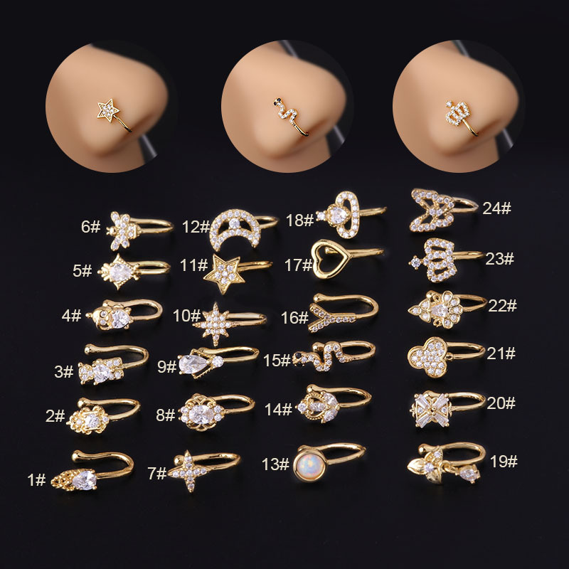 New Micro Inlaid Zircon Nose Ring Puncture Jewelry Without Holes - Image 8