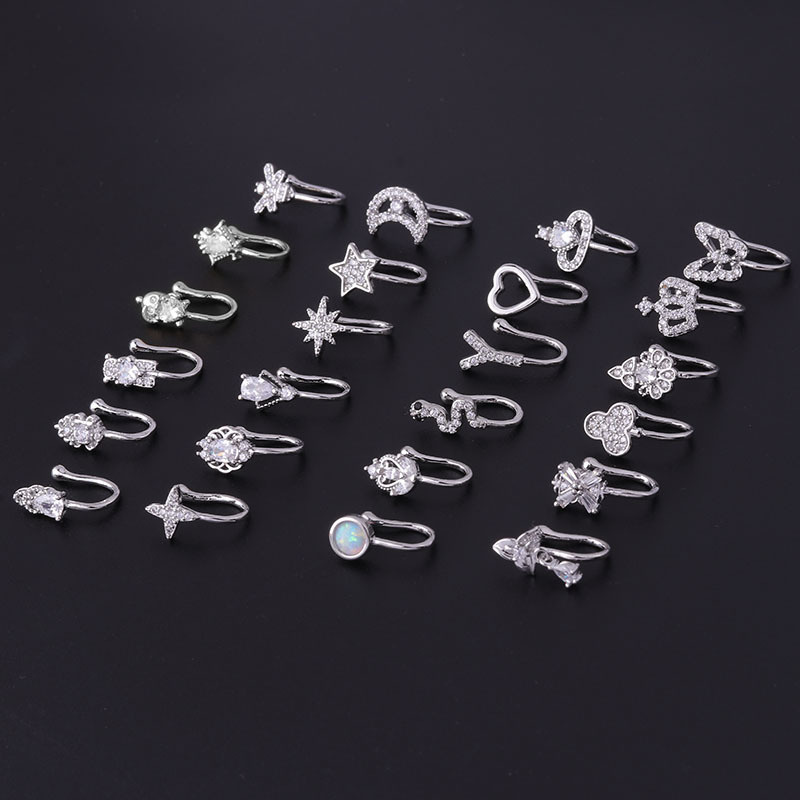 New Micro Inlaid Zircon Nose Ring Puncture Jewelry Without Holes - Image 9