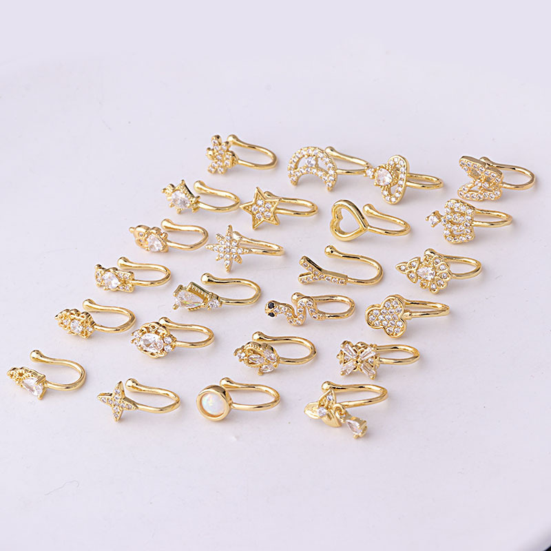 New Micro Inlaid Zircon Nose Ring Puncture Jewelry Without Holes - Image 11