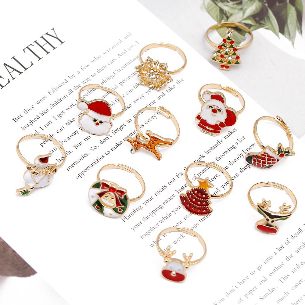 European And American Christmas Ornament Cartoon Children's Ring Snowman Elk Christmas Tree Snowflake Finger - Image 7