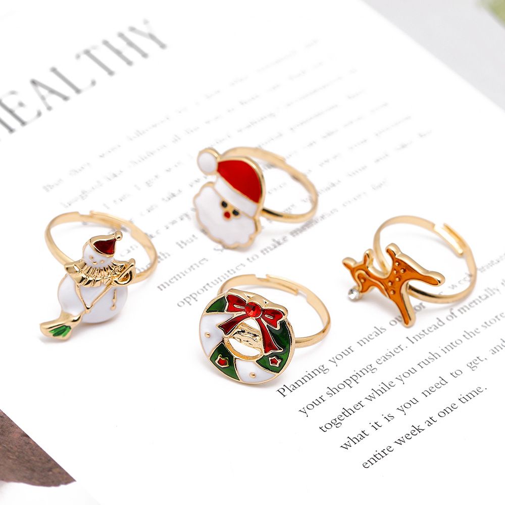 European And American Christmas Ornament Cartoon Children's Ring Snowman Elk Christmas Tree Snowflake Finger - Image 10