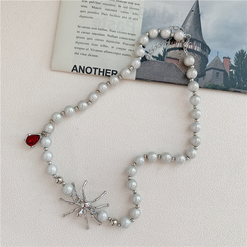 Design Spider Ruby Short Necklace for Men and Women - Image 5