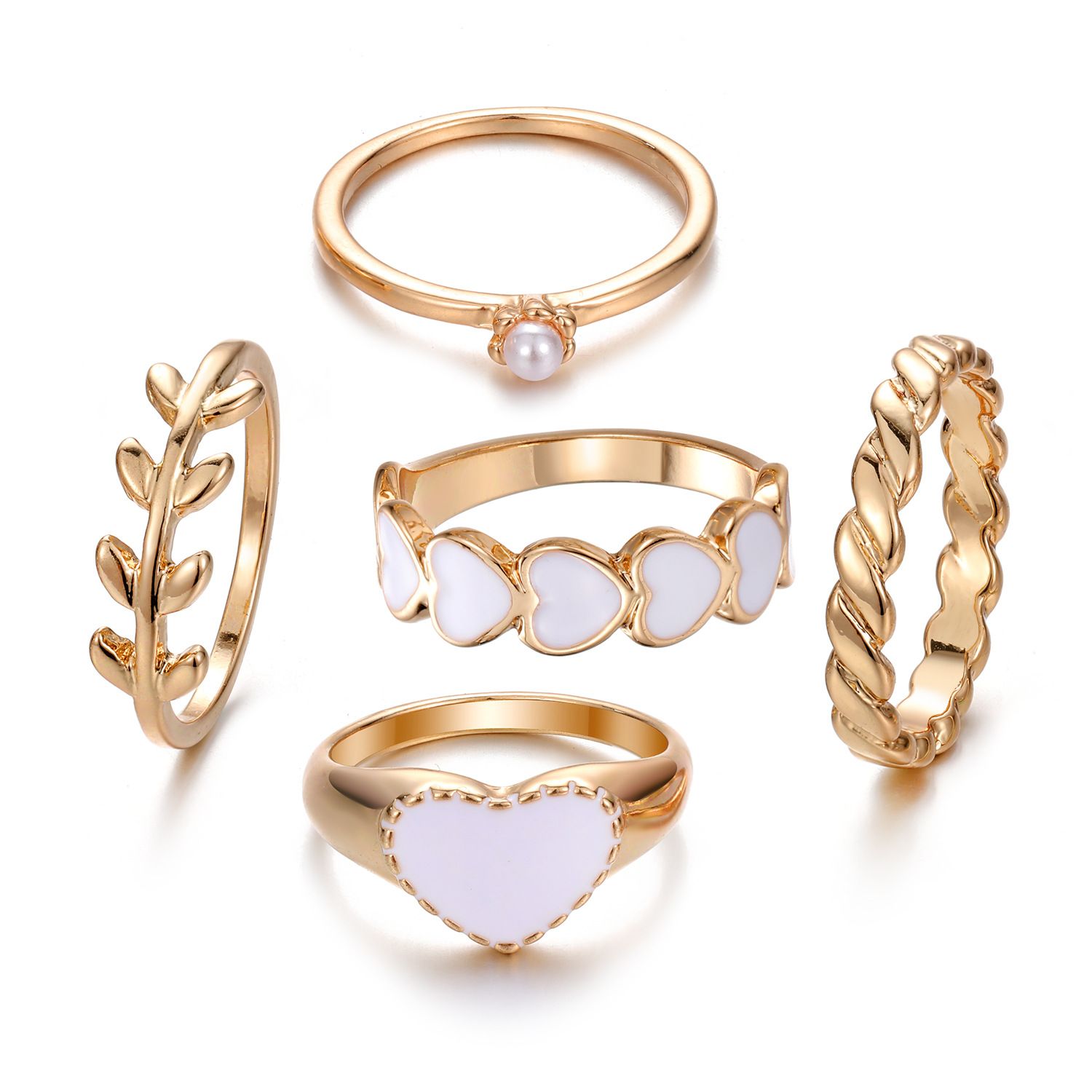 Fashion Multilayer Heart Knuckle Index Finger Ring Set - Image 18