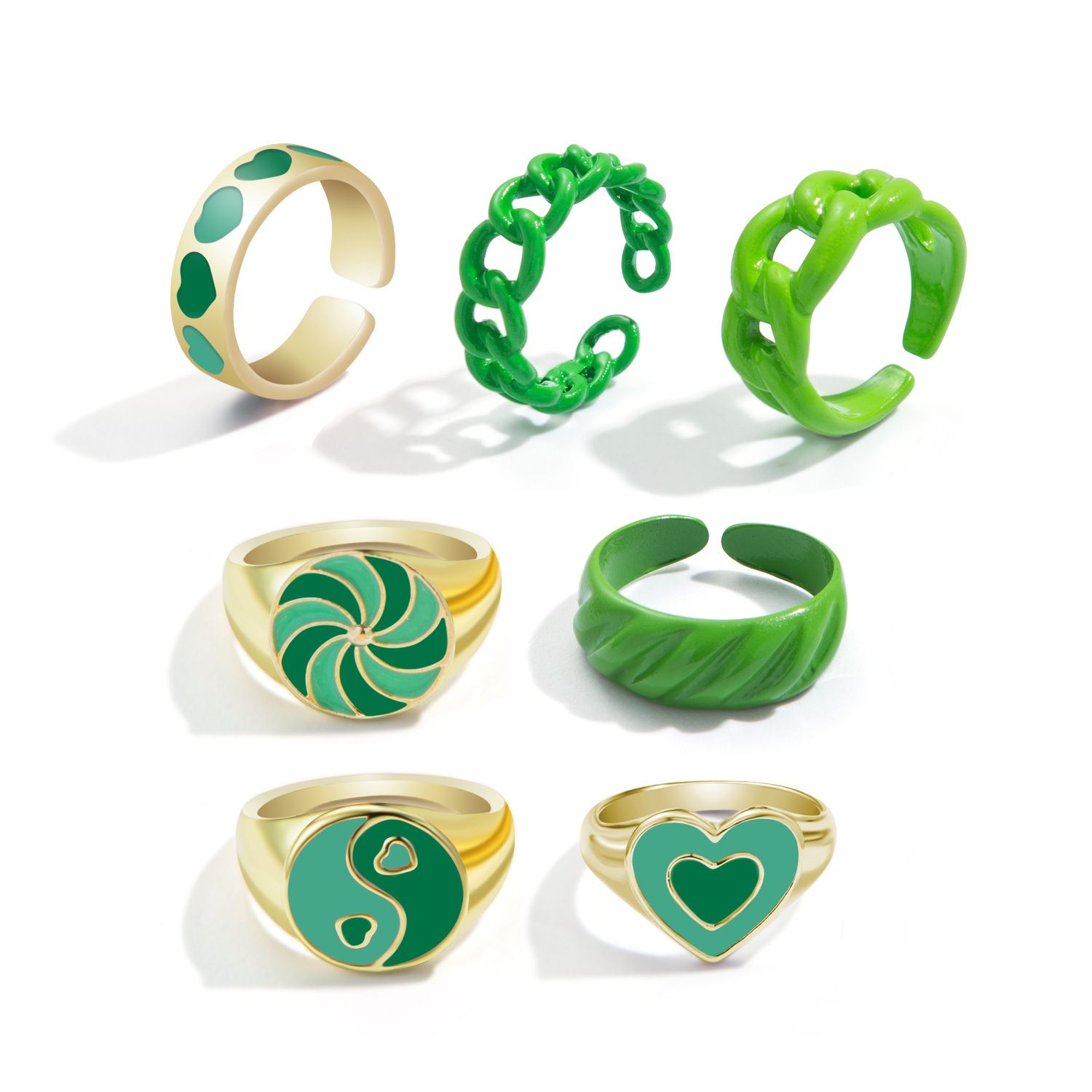 Fashion Multilayer Heart Knuckle Index Finger Ring Set - Image 23