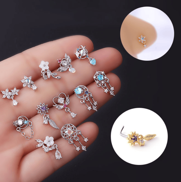 Nose Stud Flower European And America Piercing Ear Stud Nose Ring - Image 13