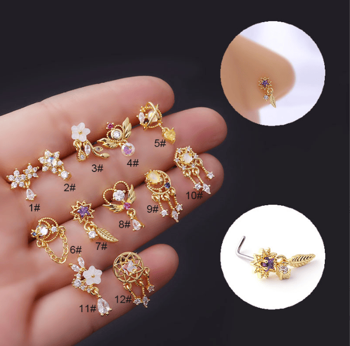 Nose Stud Flower European And America Piercing Ear Stud Nose Ring - Image 16