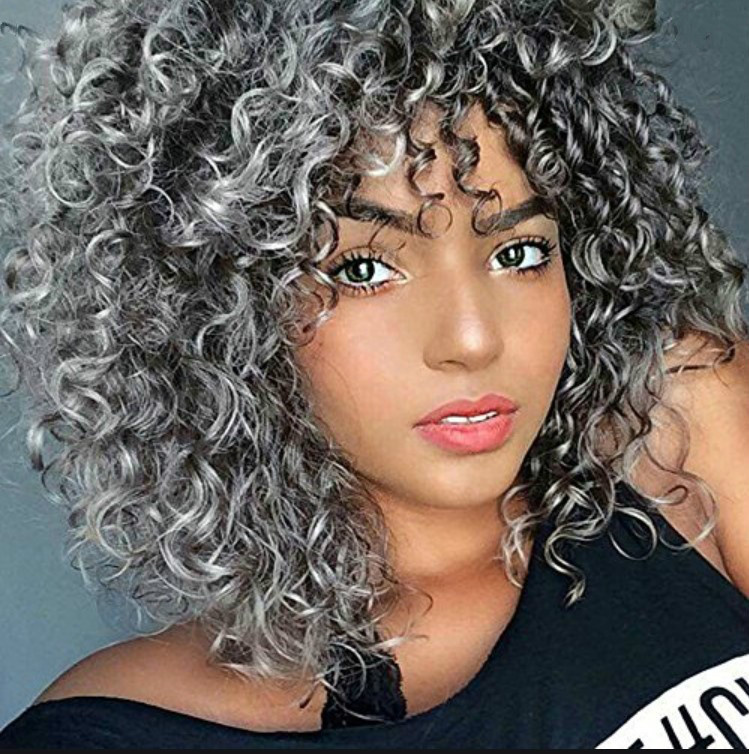 Europe and the United States female short curly hair Exploded head chemical fiber headgear African small volume wig - Image 2