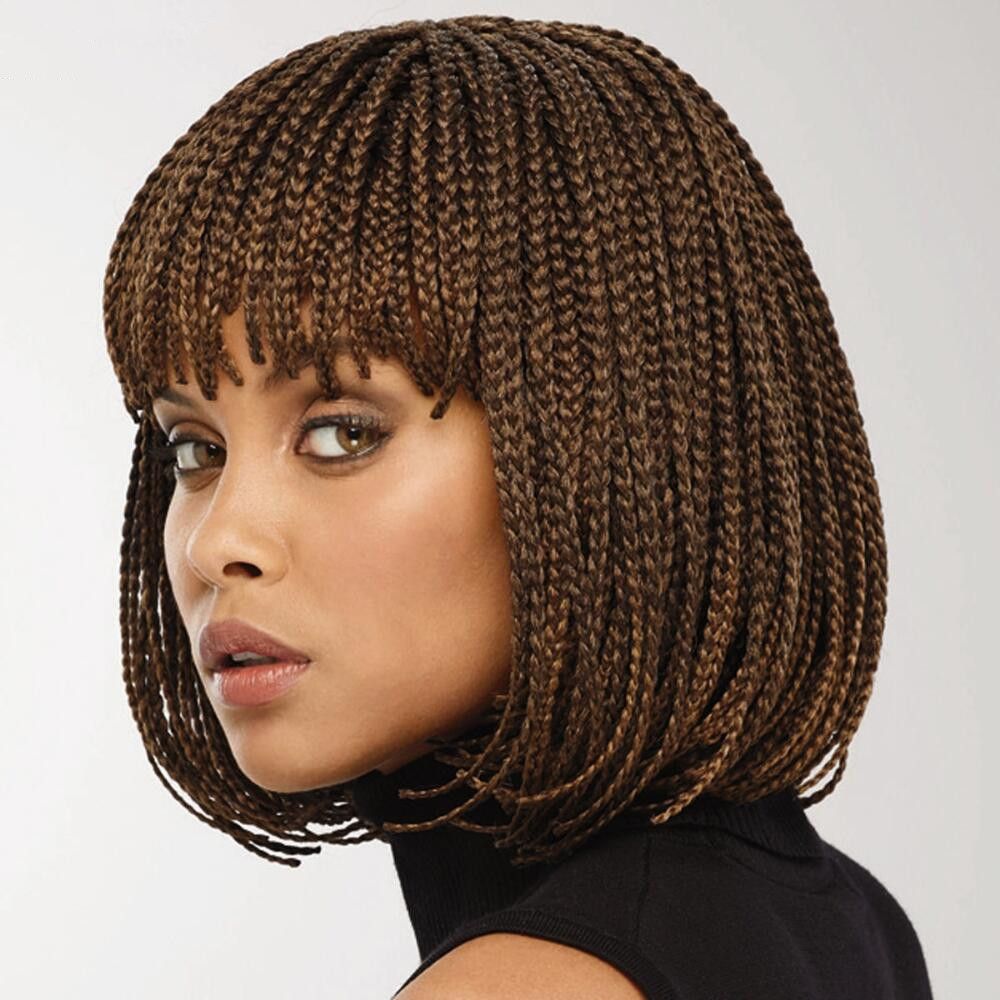 Braid wig female short hair bob head whole top chemical fiber head cover Box Braid Wig - Image 2