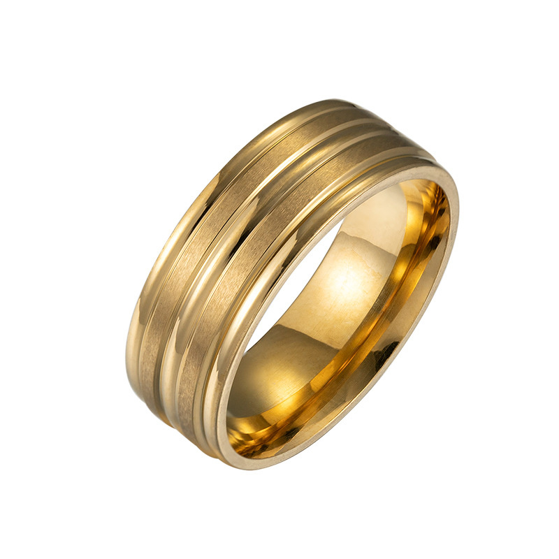 Simple Fashion 8MM Wide Men's Stainless Steel Frosted Ring - Image 12