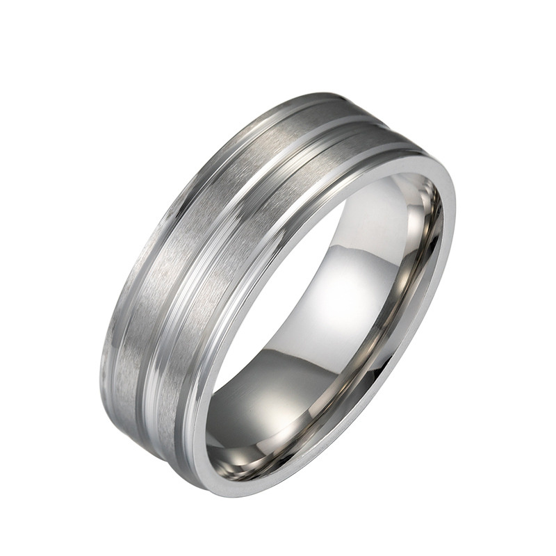 Simple Fashion 8MM Wide Men's Stainless Steel Frosted Ring - Image 15