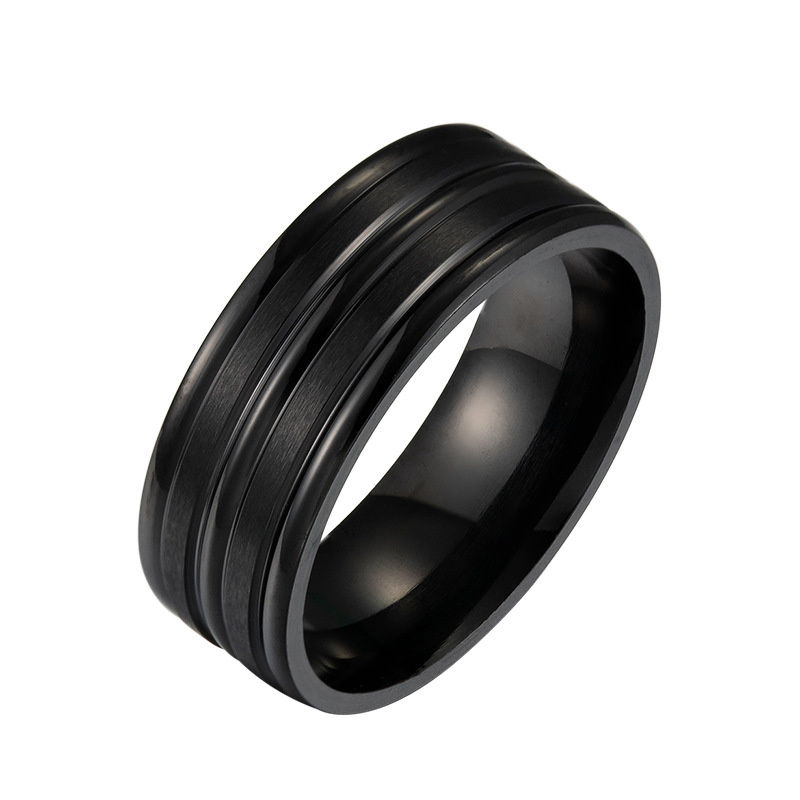 Simple Fashion 8MM Wide Men's Stainless Steel Frosted Ring - Image 20