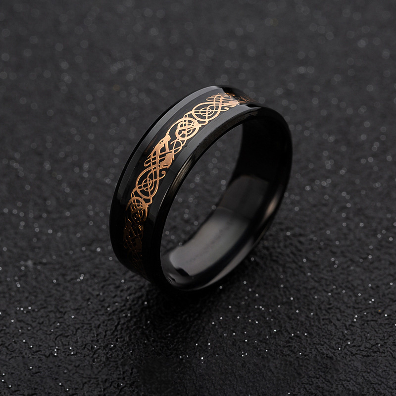 Popular Titanium Steel Plated Black Dragon Pattern Ring Stainless Steel Blue Men's Ring - Image 26