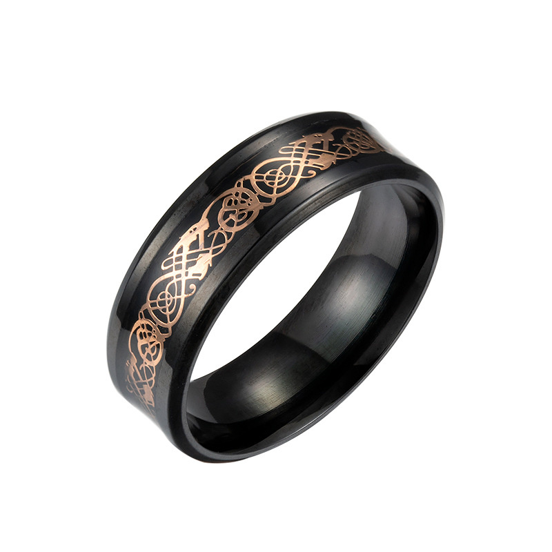 Popular Titanium Steel Plated Black Dragon Pattern Ring Stainless Steel Blue Men's Ring - Image 20