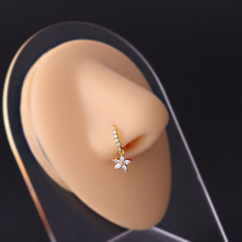 Moon Love Flower Cross Zircon Pendant Nose Ring - Image 21