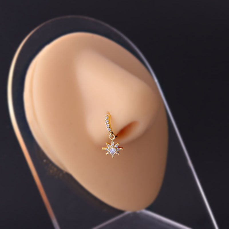 Moon Love Flower Cross Zircon Pendant Nose Ring - Image 22