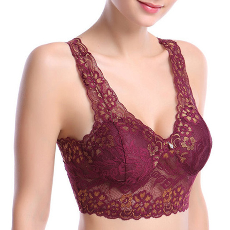 Lace Deep V Bra; Wireless Bralette for Women - Image 12