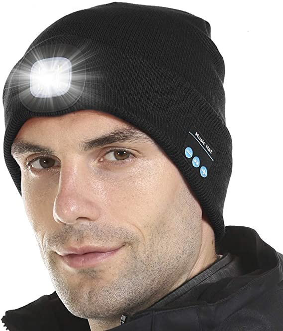 Unisex Bluetooth Beanie Hat with Light; Built-in Speaker Mic; Headlamp Cap with Headphones; Tech Gift for Men Women - Image 7