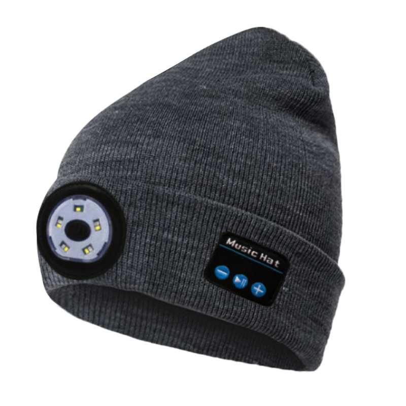 Unisex Bluetooth Beanie Hat with Light; Built-in Speaker Mic; Headlamp Cap with Headphones; Tech Gift for Men Women - Image 8