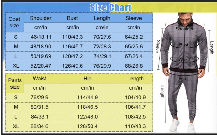 Men's 2 Pieces Tracksuits Jacket and Pants Casual Full Zip Running Jogging Athletic Plaid Sports Sweatsuits - Image 14